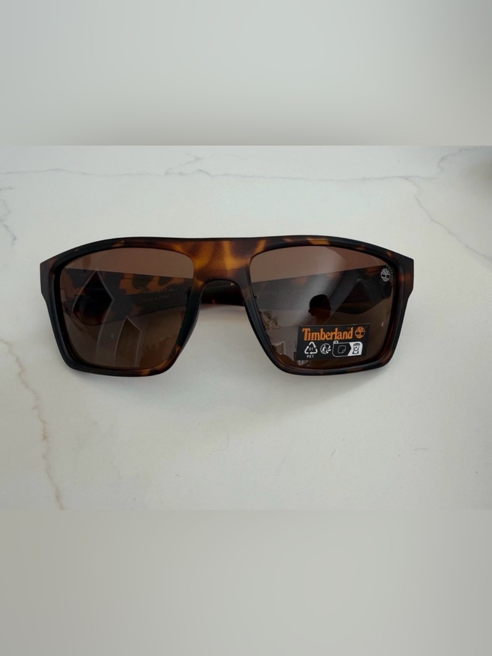 NWT Timberland Men’s Polarized Tortoiseshell Flat Top Sunglasses Brown